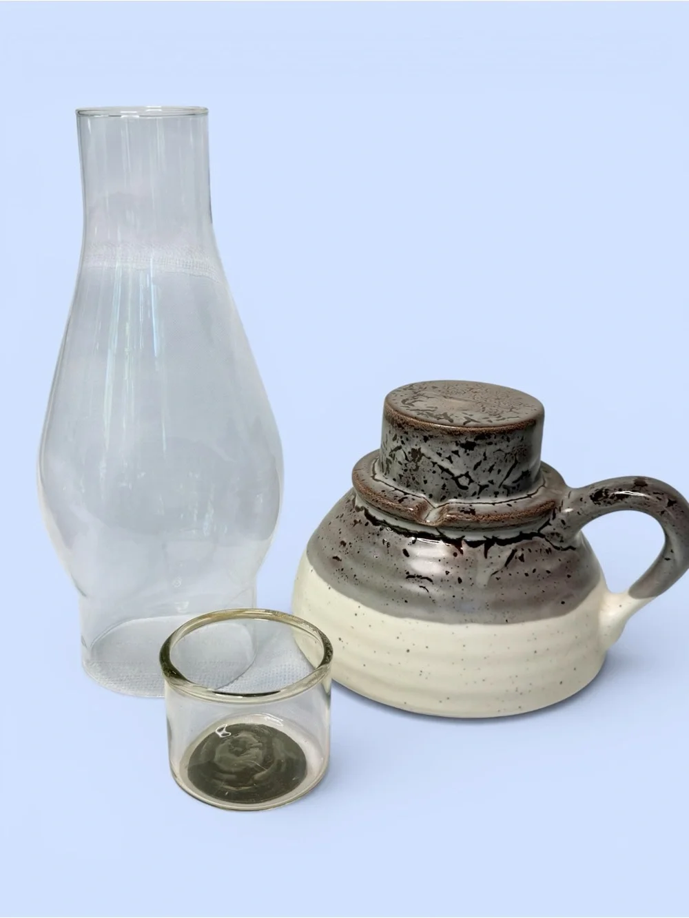 Vintage Studio Pottery Hurricane‎ Lamp Candle Holder Handle Finger Lamp